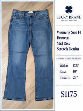 Boot Cut Mid Rise Lucky Brand Stretch Size 14 Women's Jeans S1175